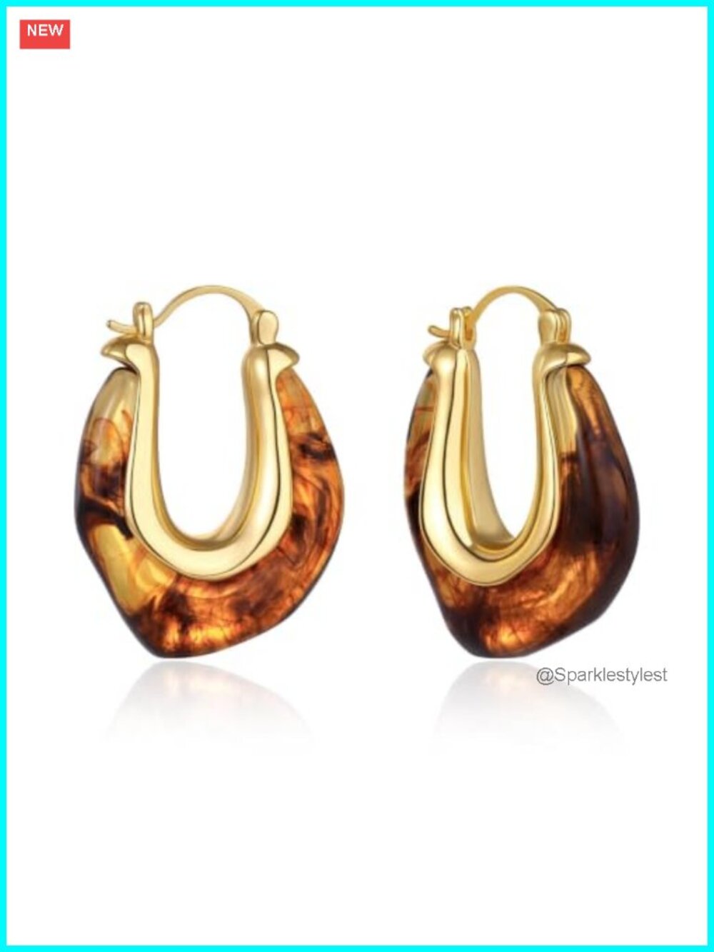 Acrylic Hoop Earrings 14K Gold Plated Lightweight Hypoallergenic